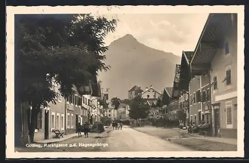 AK Golling /Salzach, Marktgasse gegen das Hagengebirge