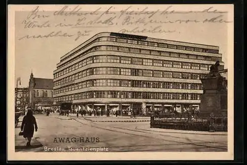 AK Breslau, AWAG-Haus am Tauentzienplatz, Bauhaus