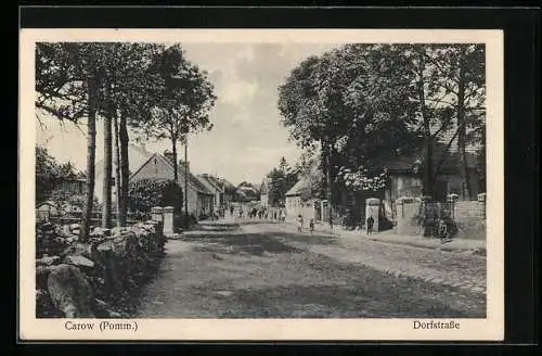 AK Carow /Pomm., Blick in die Dorfstrasse