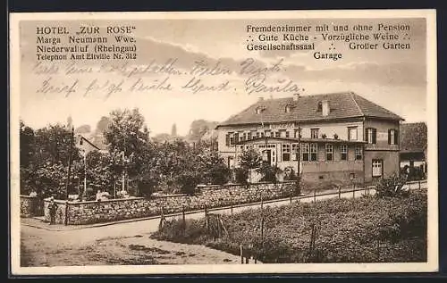 AK Niederwalluf /Rheingau, Hotel zur Rose Marga Neumann Witwe