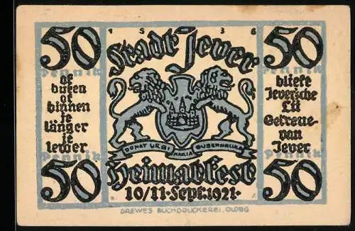 Notgeld Jever 1921, 50 Pfennig, Wappen