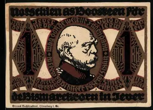 Notgeld Jever, 1 Mark, Bismarck