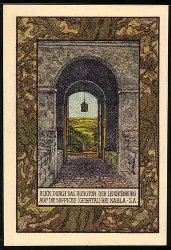 Notgeld Kahla 1922, 75 Pfennig, Burgtor der Leuchtenburg