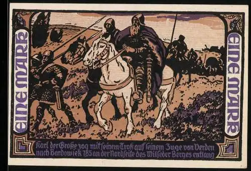 Notgeld Stuttgart, 1921, Eine Mark, Karl der Grosse zu Pferd