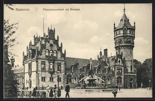 AK Hannover, Flusswasserkunst mit Brunnen