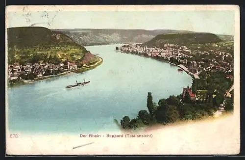 AK Boppard, Totalansicht mit Rhein