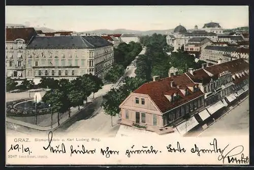 AK Graz, Bismarckplatz und Karl Ludwig Ring