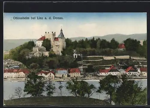 AK Ottensheim, Panorama mit Burg
