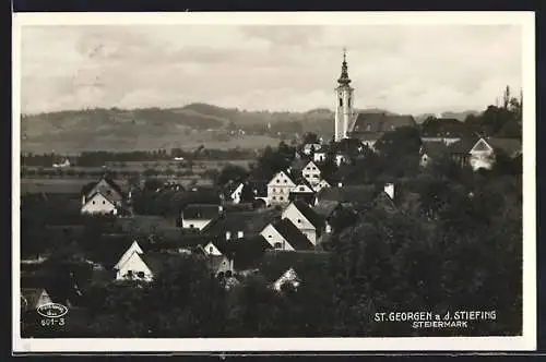 AK St. Georgen a. d. Stiefing, Ortsansicht aus der Vogelschau