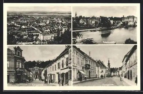 AK Radkersburg, Panoramablick & Partien auf der Langgasse