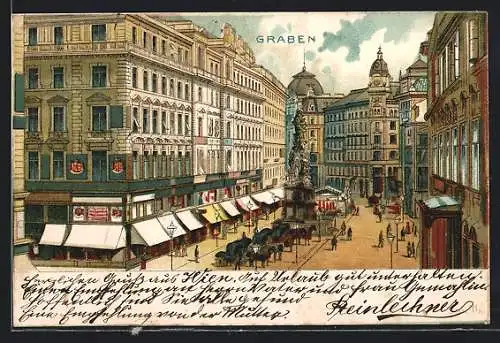 AK Wien, Blick in den Graben mit Geschäften