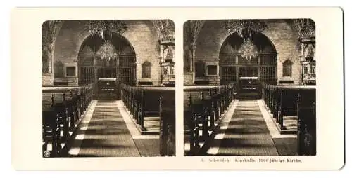 Stereo-Fotografie NPG, Berlin, Ansicht Kinnekulle, Innenansicht der 1000 jährigen Kirche