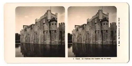 Stereo-Fotografie NPG, Berlin, Ansicht Gand, La Chateau des Comtes sur le canal