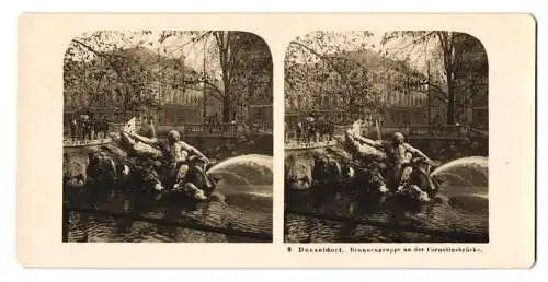 Stereo-Fotografie NPG, Berlin, Ansicht Düsseldorf, Brunnengruppe an der Corneliusbrücke