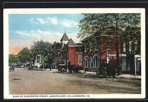 AK Williamsburg, VA, Duke of Gloucester Street, looking East