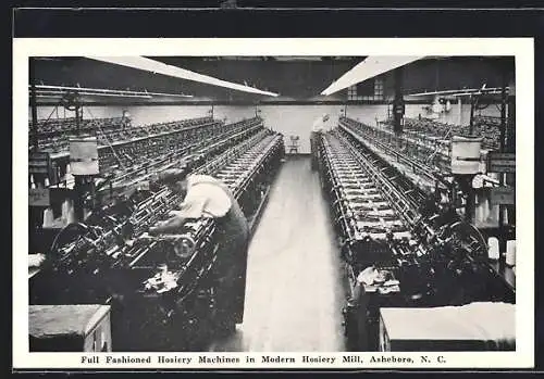 AK Asheboro, Full fashioned Hosiery Machines in Modern Hosiery Mill