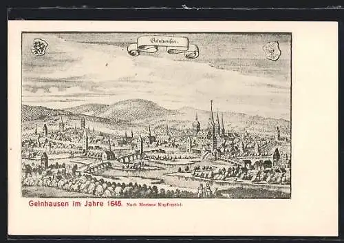 Künstler-AK Gelnhausen, Gesamtansicht im Jahre 1645 nach Merian