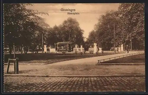 AK Groningen, Heereplein, Strassenbahn