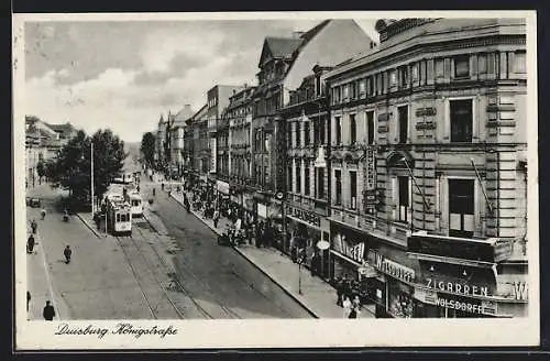 AK Duisburg, Strassenbahnen in der Königstrasse