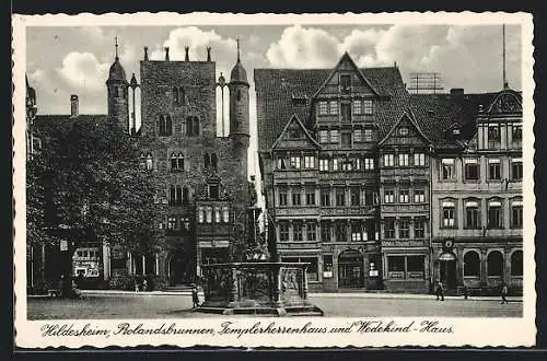 AK Hildesheim, Rolandsbrunnen, Templerherrenhaus und Wedekind-Haus