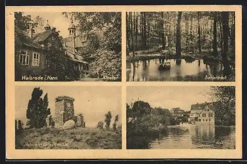 AK Walsrode i. Hann., Kloster, Bohlenbach, Hermann Löns Denkmal, Kolk