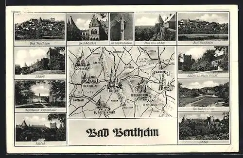 AK Bad Bentheim, Schloss, Schlosshof, Bade- und Logirhaus, Freilichtbühne