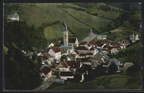 AK Hüttenberg /Kärnten, Ortsansicht aus der Vogelschau