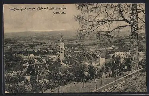 AK Wolfsberg /Kärnten, Ortsansicht mit Saualpe