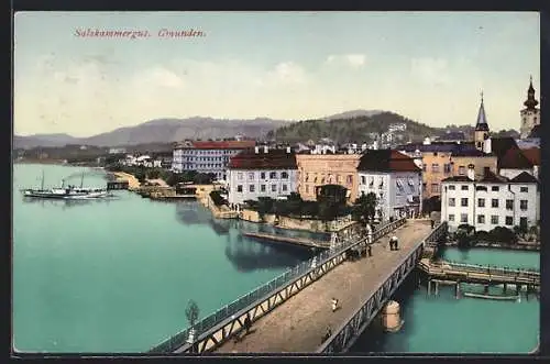 AK Gmunden, Häuser an der Traunbrücke