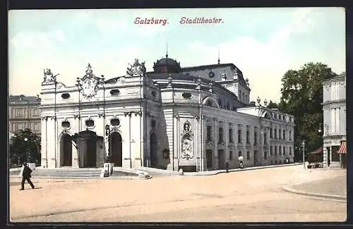 AK Salzburg, Stadttheater mit Strasse