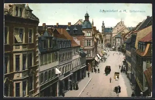 AK Schweinfurt a. M., Kutsche in der Spitalstrasse