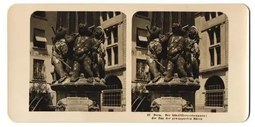 Stereo-Fotografie NPG, Berlin, Ansicht Bern, der Kindlifresserbrunnen, der Zug der gewappneten Bären