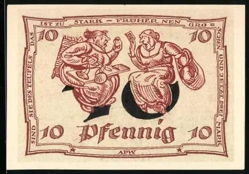 Notgeld Arnstadt 1921, 10 Pfennig, Frauen im Gespräch und Adler, gültig bis ein Monat nach Aufruf