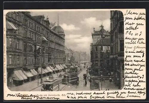 AK Hannover, Georgstrasse Ecke Steinthorstrasse mit Strassenbahnen