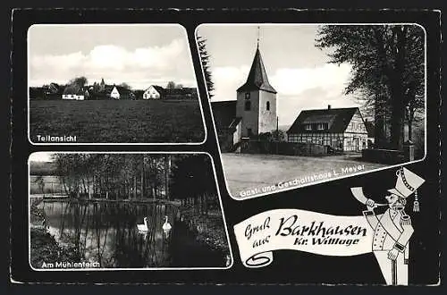 AK Barkhausen /Kr. Wittlage, Geschäfts- und Gasthaus L. Meyer, Am Mühlenteich