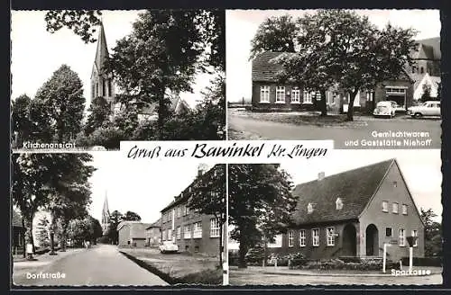 AK Bawinkel /Kr. Lingen, Gasthof und Gemischtwaren Niehoff, Dorfstrasse, Sparkasse