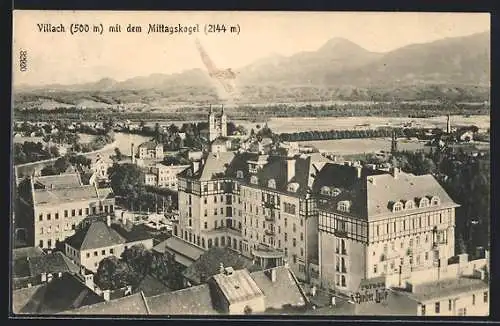 AK Villach, Teilansicht mit dem Mittagskogel