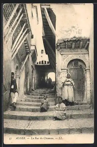 AK Alger, La Rue due Chameau with children