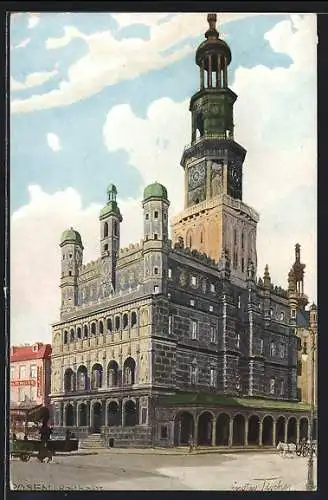 AK Posen / Poznan, Gesamtansicht vom Rathaus