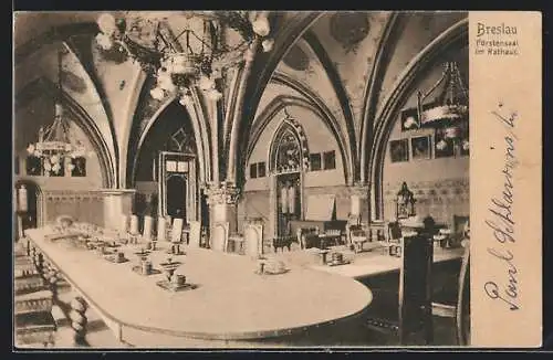 AK Breslau, Fürstensaal im Rathaus, Innenansicht