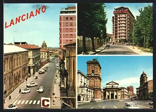 AK Lanciano, Strassenpartie aus der Vogelschau, Ortspartie mit Hochhaus