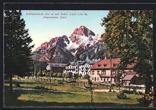 AK Schluderbach /Ampezzotal, Ortsansicht mit Hoher Gaisl