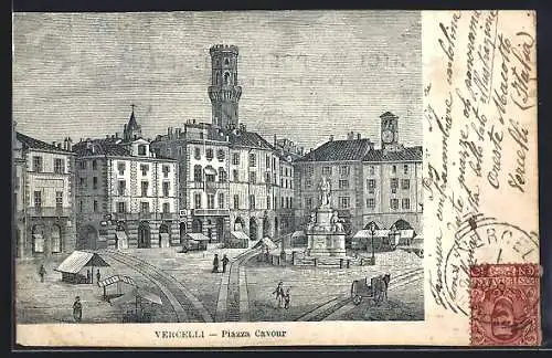 Lithographie Vercelli, Piazza Cavour