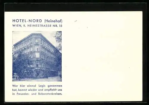 AK Wien, Hotel-Nord, Heinehof, Heinestrasse 15