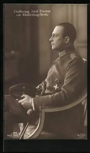 AK Profilansicht von Grossherzog Adolf Friedrich von Mecklenburg-Strelitz in Uniform