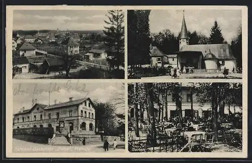 AK Planegg, Bahnhof-Restauration Eiche, Ortsansicht, Kirche Maria Eich