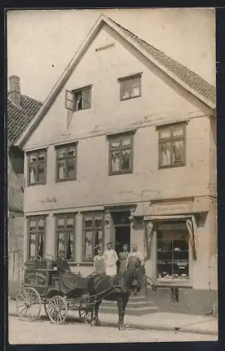 Foto-AK Burgdorf /Hannover, Bäckerei August Drümer mit Pferdewagen ca. 1910