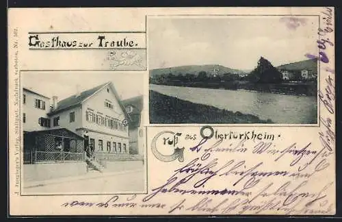 AK Obertürkheim, Gasthaus zur Traube, Ortsansicht