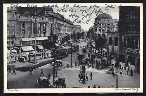 AK Berlin, Potsdamer Platz mit Strassenbahn