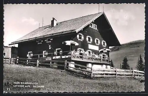 AK Lofer-Land /Salzburg, Loferer Alpe mit Pension Haus Schönblick